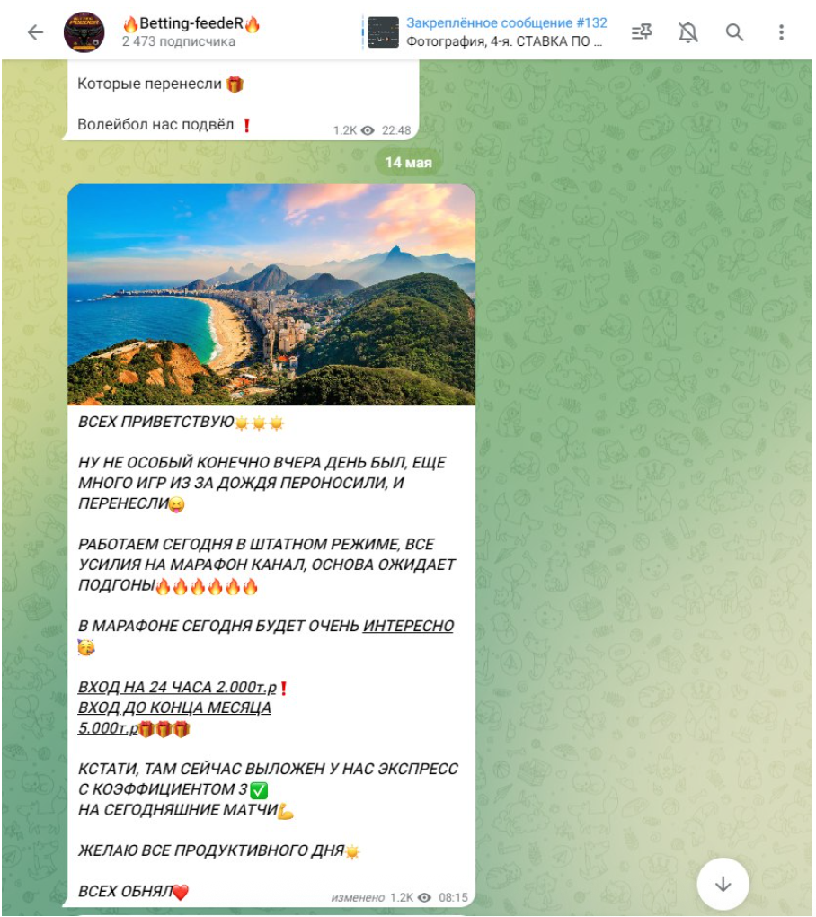 Betting feeder чат в телеграм