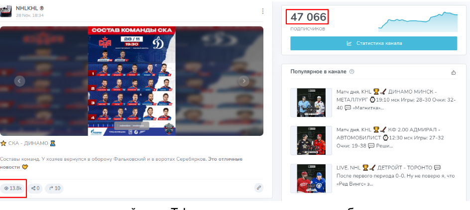 Аудитория Телеграмм-канала NHLKH