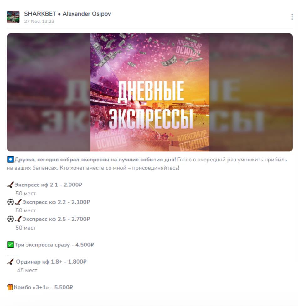 Shark Bet пакет услуг