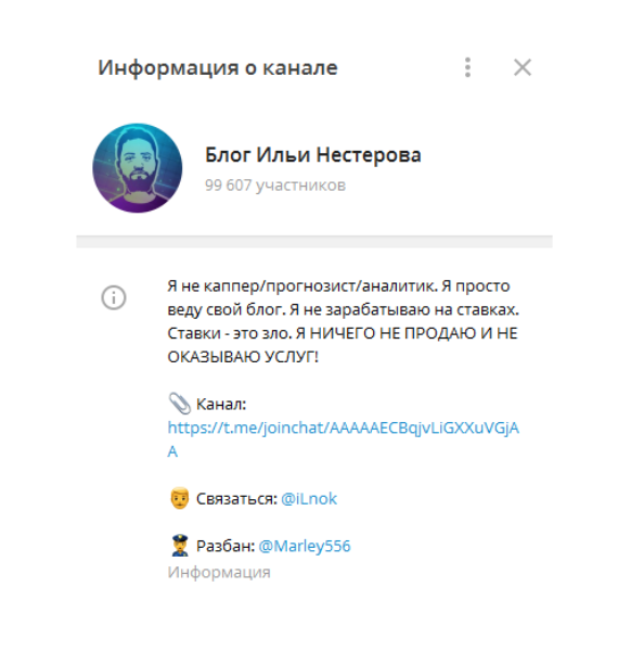 Деятельность Телеграм-канала INBet