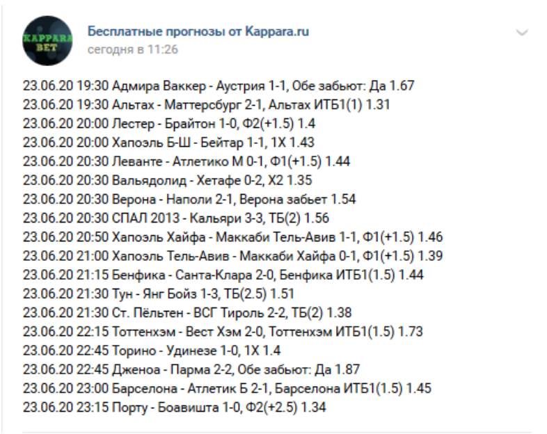 бесплатные прогнозы Каппара